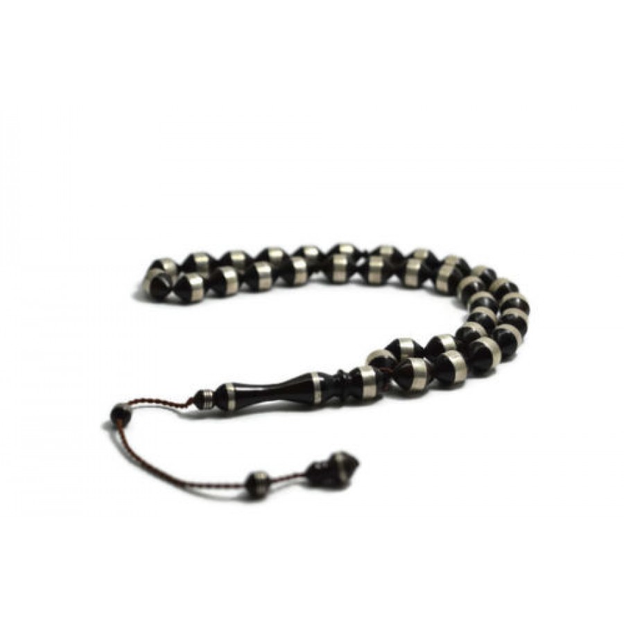 33 Beads Silver Engraved Koka Wood Tasbih / Misbaha TS-49